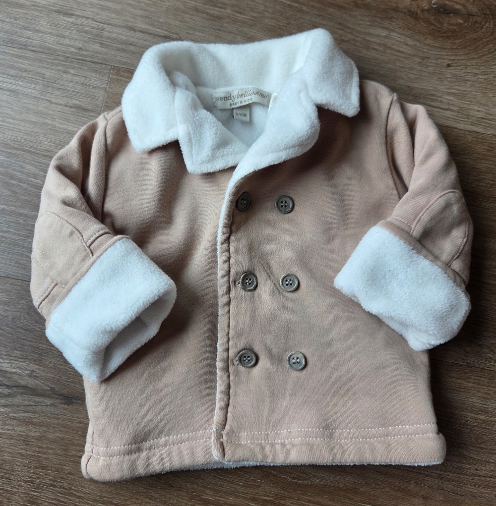 Wendy Bellissimo Baby Girls Fayx Suede Peacoat Penny Lane Coat size 3-6M